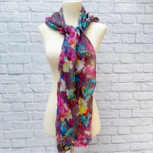 Woman’s watercolor floral scarf.